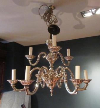 Superb Edwardian Period Bronze Two Tier Chandelier