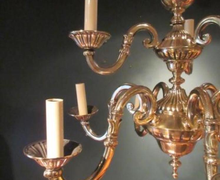 Superb Edwardian Period Bronze Two Tier Chandelier - Image 3