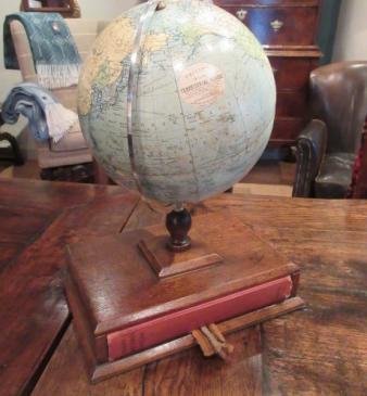 Unusual Phillip's 9" Paper Mache Globe on Stand