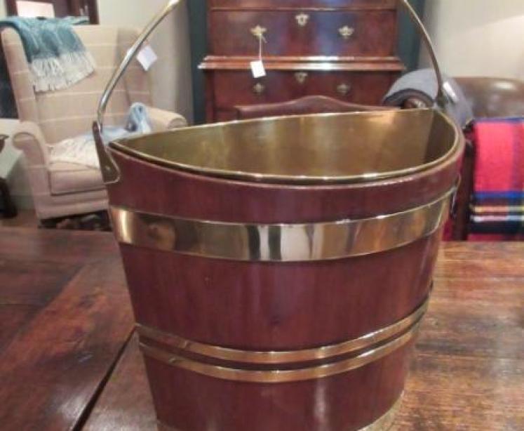 George III Period Mahogany Peat Bucket - Image 5