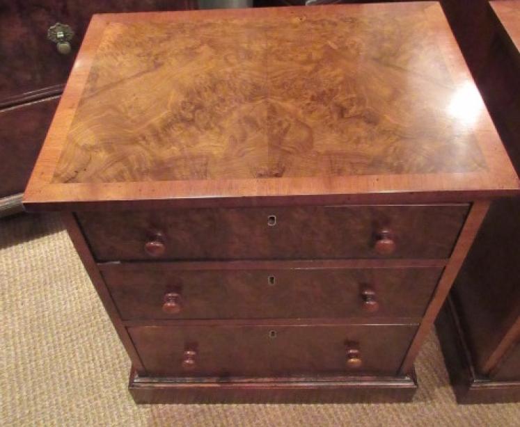 Large Pair of Mid Victorian Burr Walnut Bedside Chests - Image 3