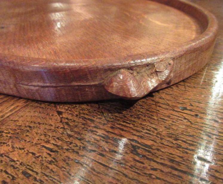 Early Mouseman Adzed Oak Kidney Shaped Tray - Image 3