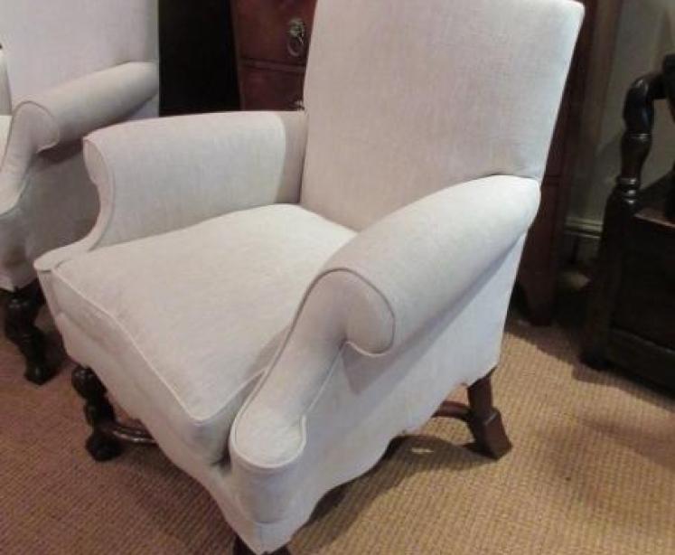Fine Pair of Queen Anne Style Shaped Back Armchairs - Image 5