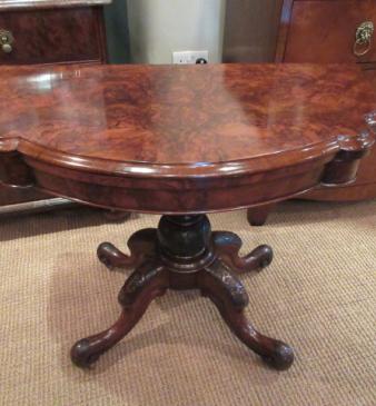 Superb Mid Victorian Burr Walnut Games Table