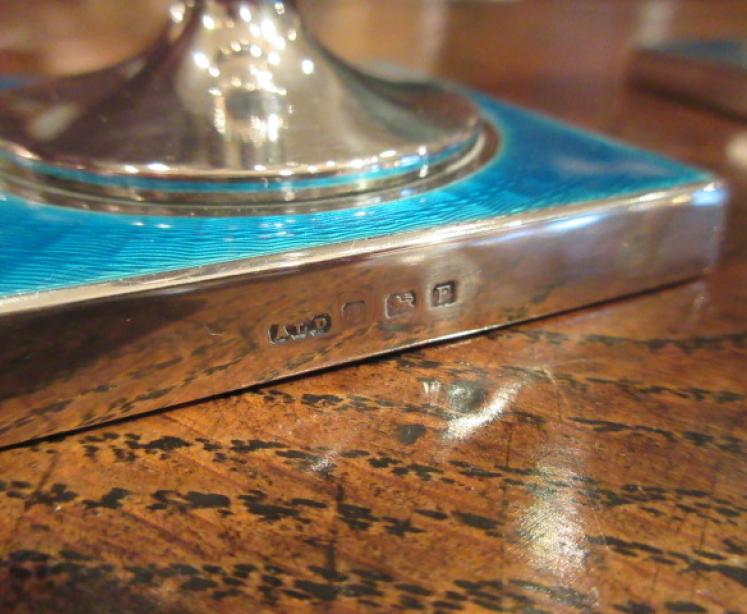 Pair of George V Period Silver & Enamel Candlesticks - Image 3