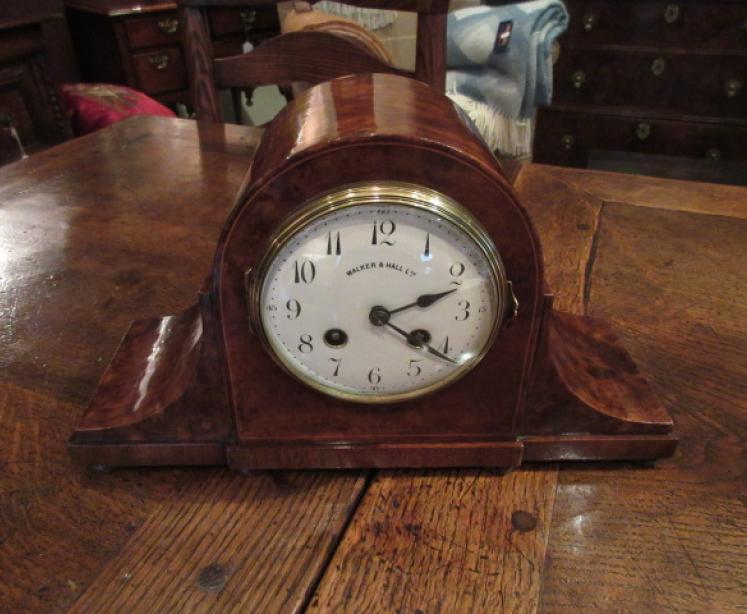 Late 19th Century Burr Walnut Inlaid Striking Mantel Clock - Image 1