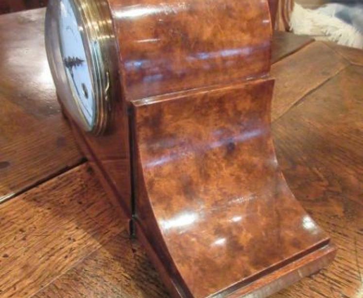 Late 19th Century Burr Walnut Inlaid Striking Mantel Clock - Image 4