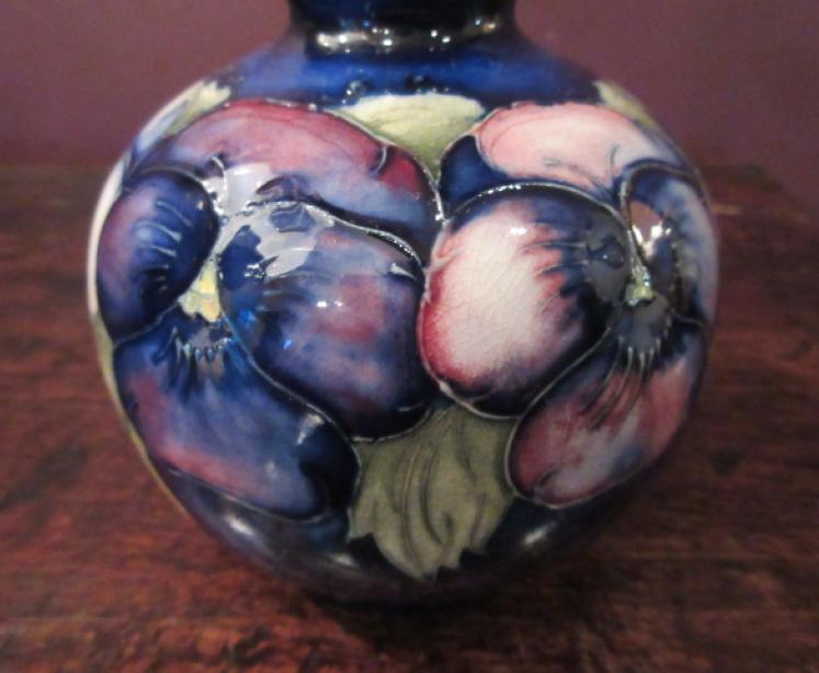 Moorcroft Pansy Pattern Globular Vase - Image 3