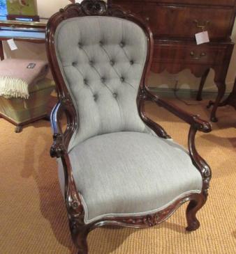 Superb Early Victorian Rosewood Open Armchair
