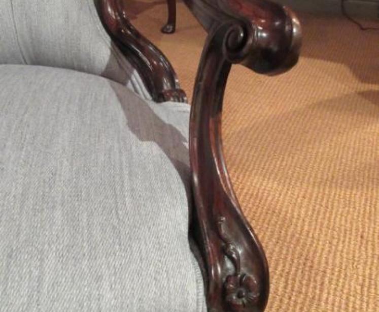 Superb Early Victorian Rosewood Open Armchair - Image 3