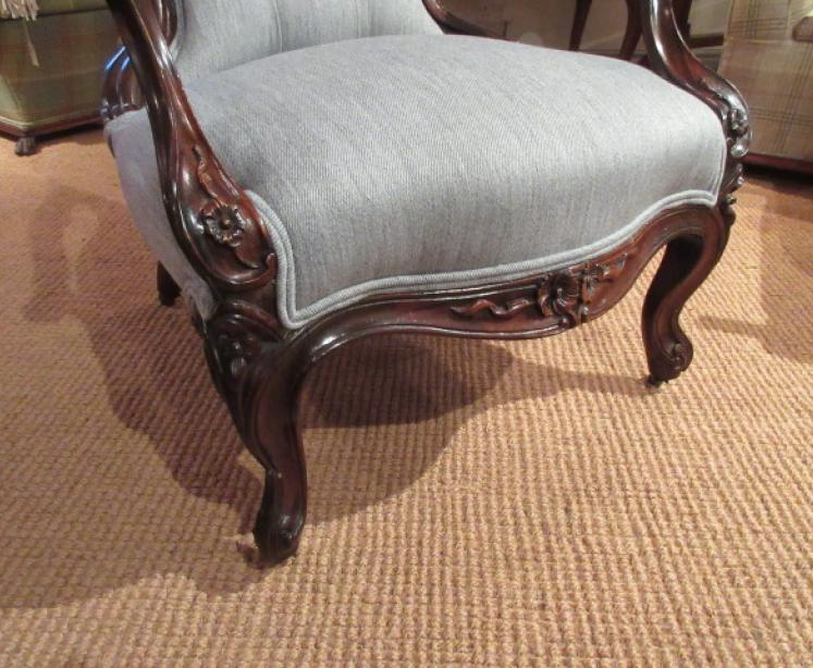 Superb Early Victorian Rosewood Open Armchair - Image 5
