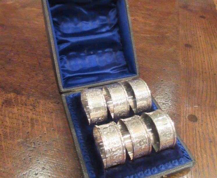 Victorian Silver Napkin Ring Cased Set - Image 1