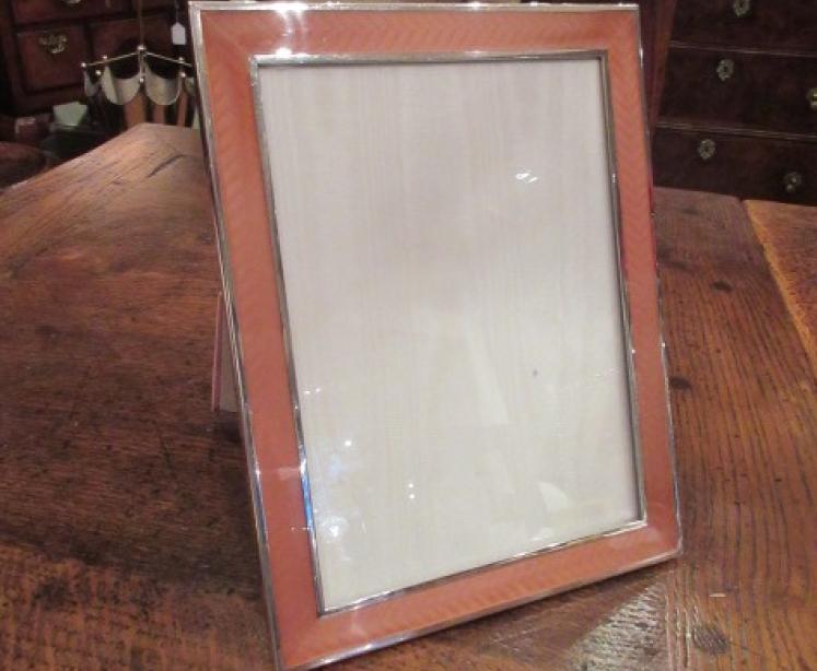 Large Art Deco Period Silver & Enamel Photo Frame  - Image 1