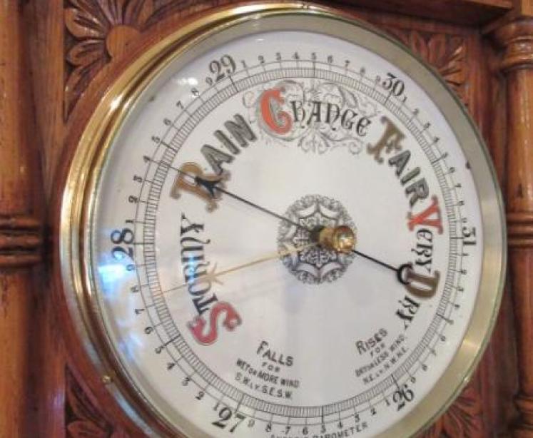 Superb Mid Victorian Polished Oak Hall Barometer - Image 2