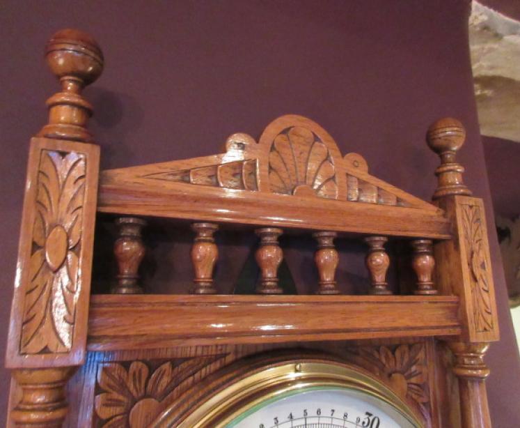 Superb Mid Victorian Polished Oak Hall Barometer - Image 3
