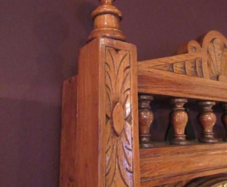 Superb Mid Victorian Polished Oak Hall Barometer - Image 5