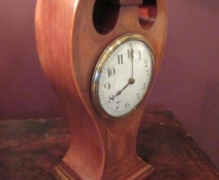 Top Quality Edwardian Period Sheraton Inlaid Mantel Clock - Image 5