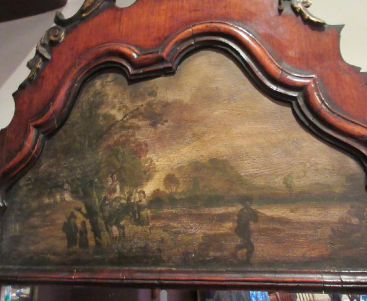 Early Victorian Mahogany Painted Panel Wall Mirror - Image 3