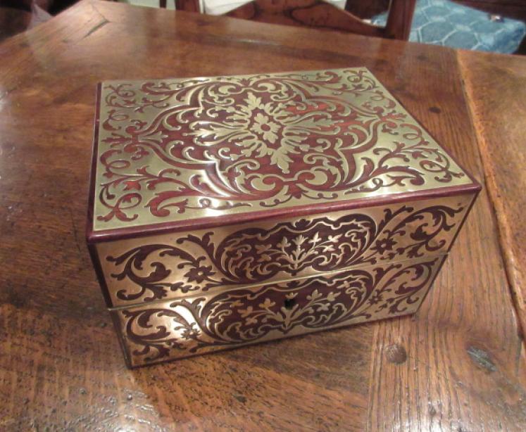Fine Early Victorian Rosewood & Brass Inlaid Jewel Box - Image 1