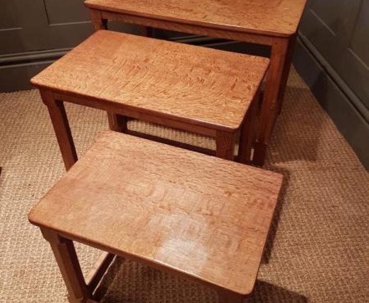 Nest of Mouseman Occasional Tables - Image 2