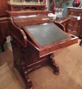 Superb Mid Victorian Burr Walnut Piano Front Davenport Desk