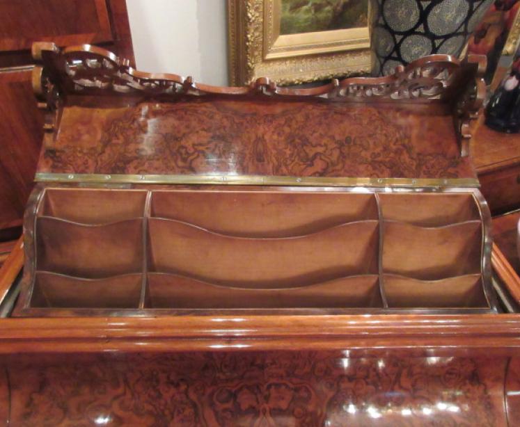 Superb Mid Victorian Burr Walnut Piano Front Davenport Desk - Image 3