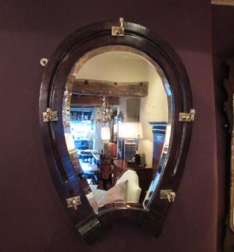 Late 19th Century Polished Oak 'Horseshoe' Hall Mirror