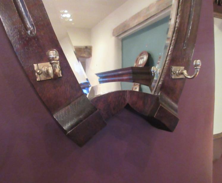 Late 19th Century Polished Oak 'Horseshoe' Hall Mirror - Image 4