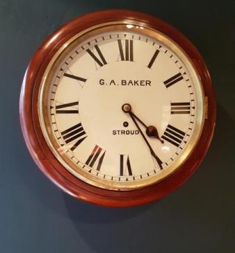Mid Victorian Mahogany 12" Fusee Dial Wall Clock