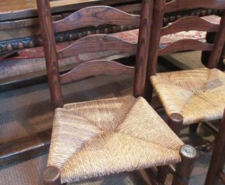 Set of Six 19th century Ash Rush Seated Chairs - Image 2
