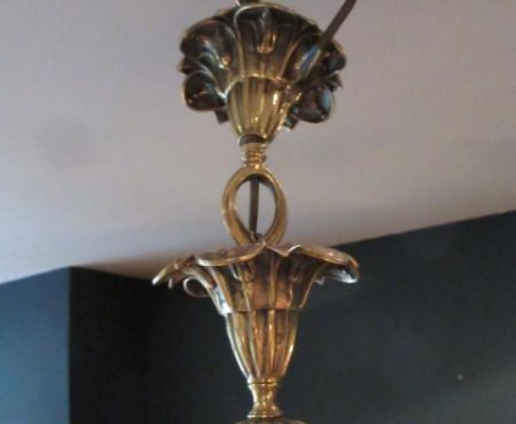 Edwardian Period Cast Brass Eight Arm Chandelier - Image 5