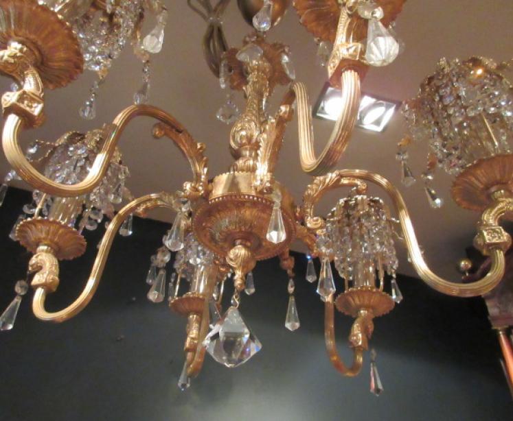 Pair of Matching 1920's Gilt Bronze Chandeliers - Image 2