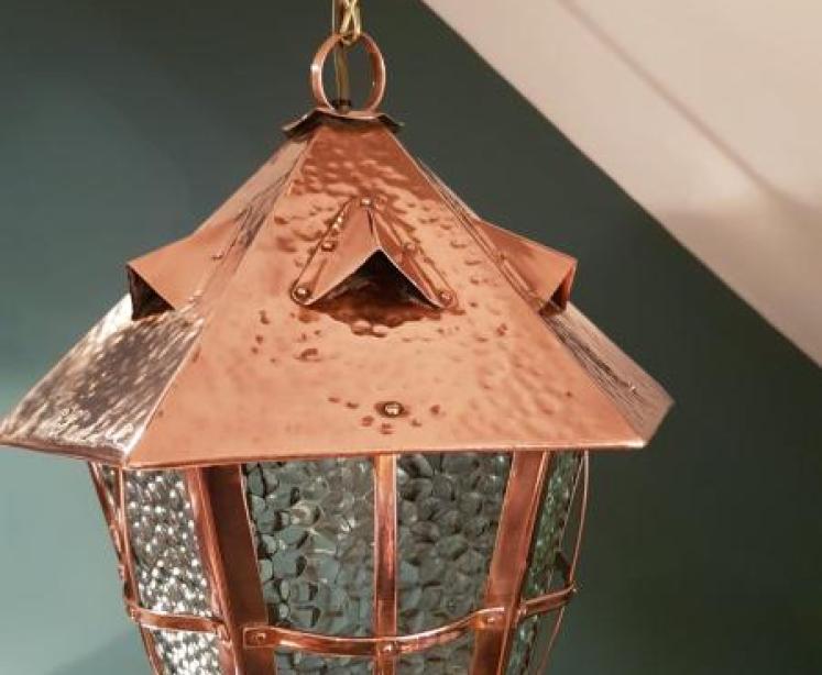 Arts and Crafts Copper Hall Lantern - Image 2
