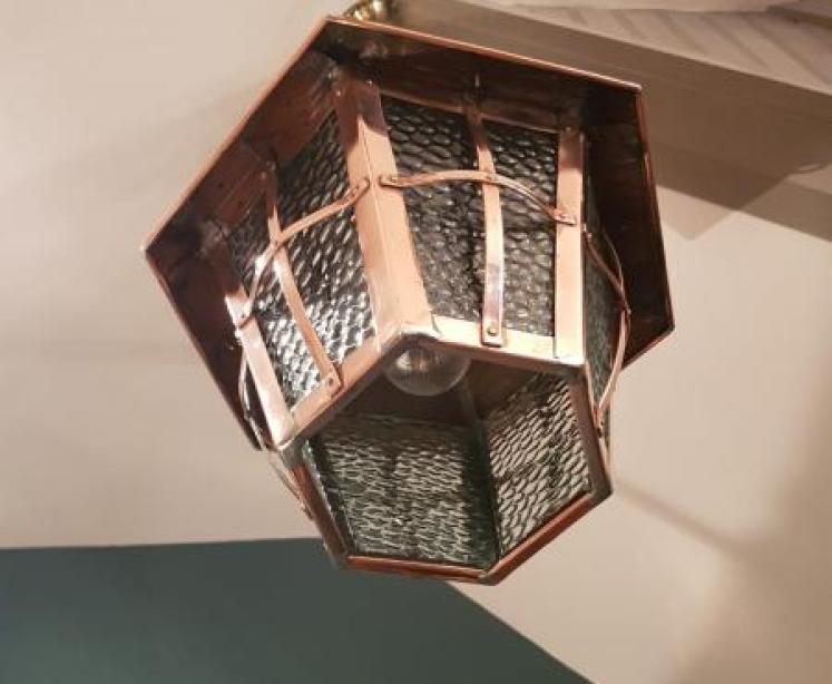Arts and Crafts Copper Hall Lantern - Image 4