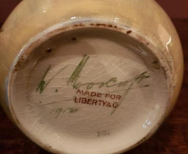 Early Moorcroft Pomegranate on Ochre Clay Vase - Image 2