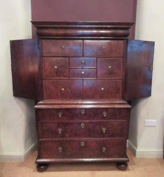 Outstanding George I Period Figured Walnut Escritoire