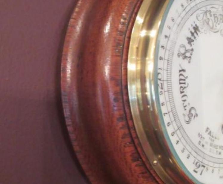 Edwardian Period Polished Oak Barometer - Image 2