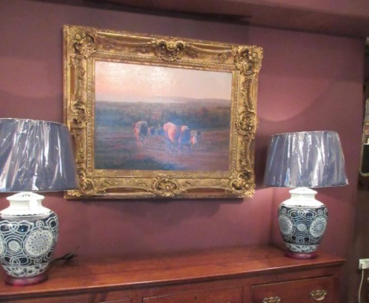 Superb Large Oil on Canvas Cattle Painting - Image 5