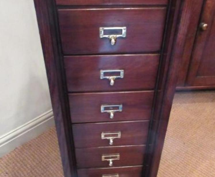 Slim Late Victorian Tambour Front Filing Cabinet - Image 2