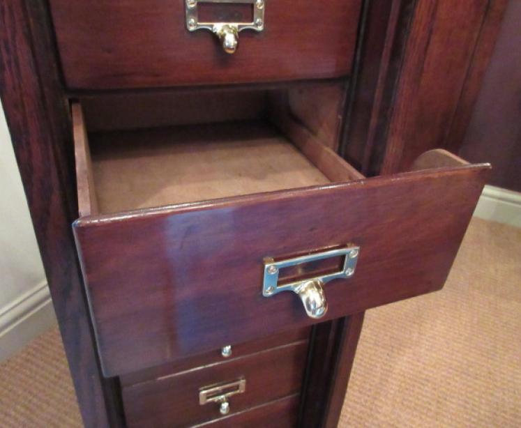Slim Late Victorian Tambour Front Filing Cabinet - Image 4
