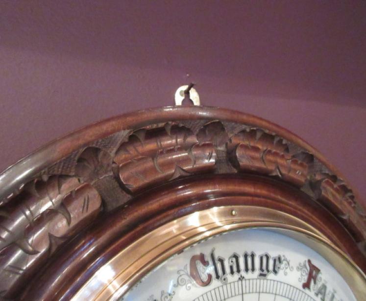 Impressive Victorian Antique Walnut 13.5" Barometer - Image 3