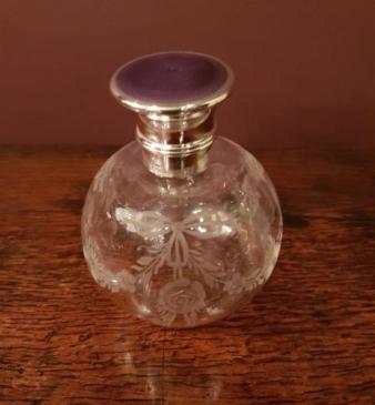 Rare Purple Enamel on Silver Mounted Scent