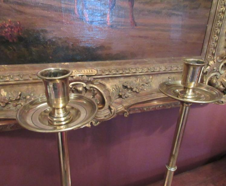 Pair of Early Victorian Brass Tall Taper Candlesticks - Image 2