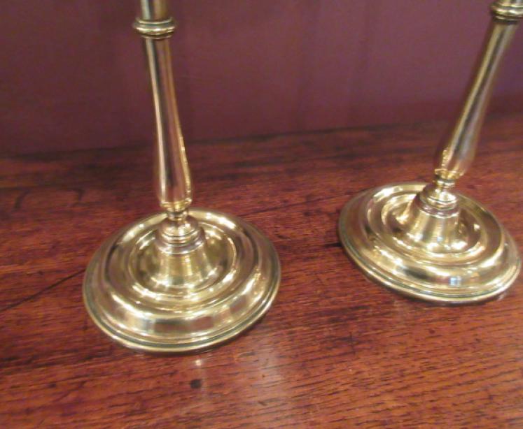 Pair of Early Victorian Brass Tall Taper Candlesticks - Image 3