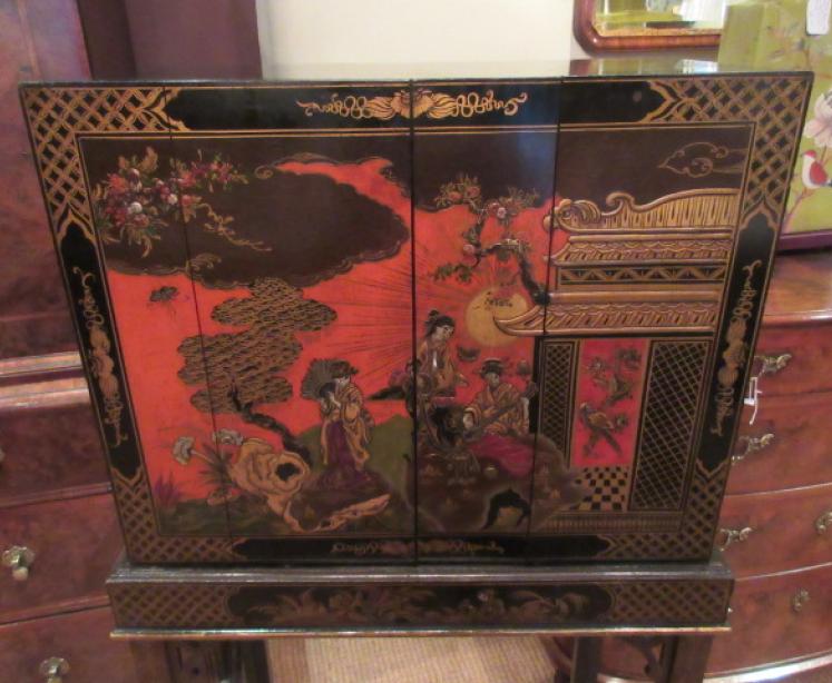 Edwardian Period Chinoiserie Collector's Cabinet on Stand - Image 2