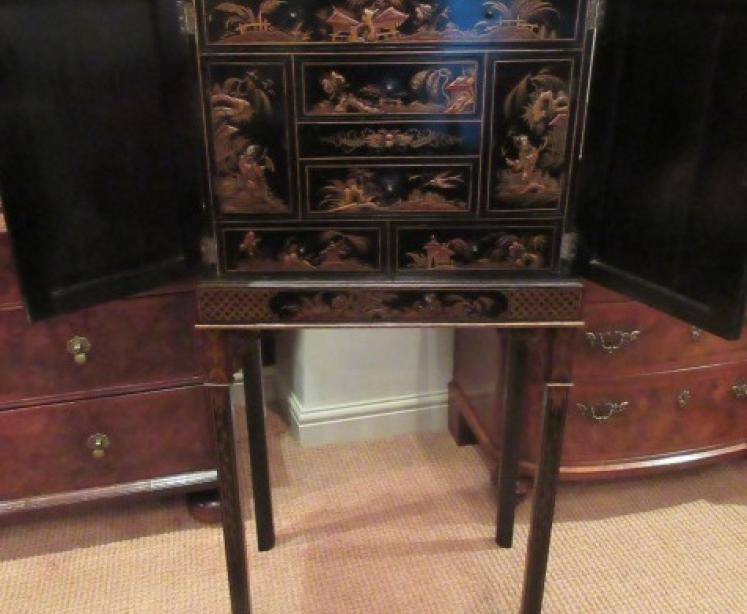 Edwardian Period Chinoiserie Collector's Cabinet on Stand - Image 5