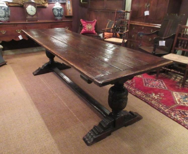 Superb George I Period Oak Planked Top Refectory Table - Image 1