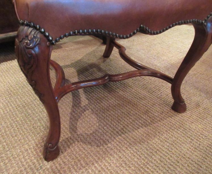 Late 19th Century Walnut & Leather Open Armchair - Image 3