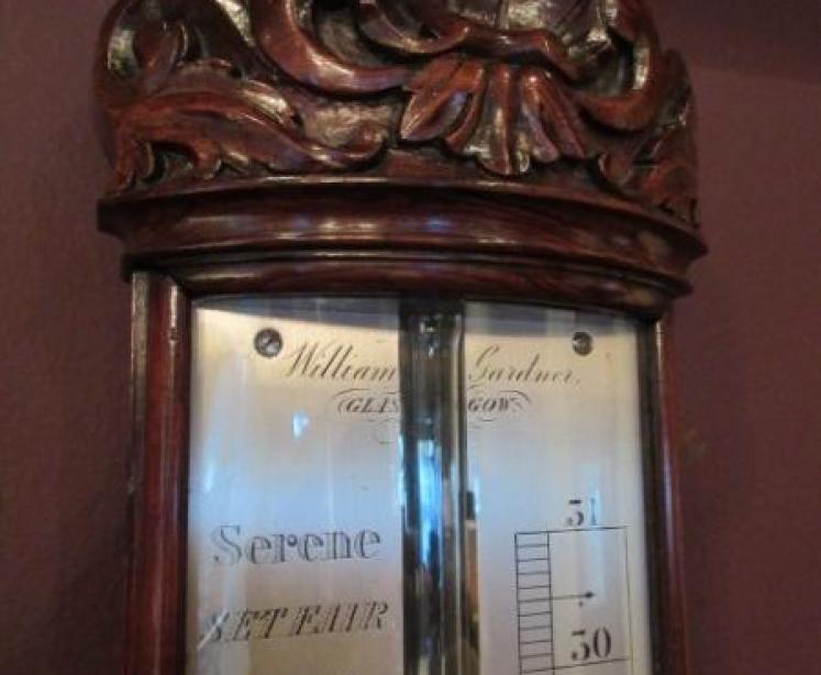 Fine Early Victorian Rosewood Bow Fronted Glasgow Stick Barometer - Image 3