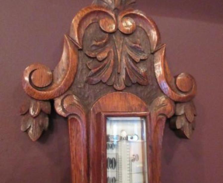 Superb Mid Victorian Polished Oak Banjo Barometer - Image 2